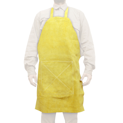 DELANTAL DE CUERO DESCARNE PARA SOLDADOR CON REFUERZO DE GOMA PLOMADA 60X90