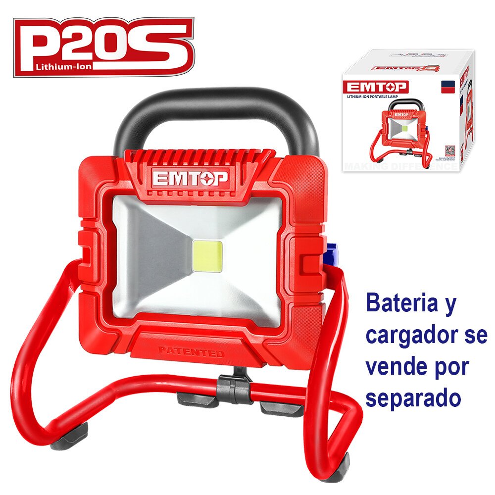 Reflector Portatil A Bateria 20V1800 Lumens Emtop Lwl2025