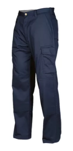 PANTALON CARGO GABARDINA 100% ALGODON REFORZADOS AZUL MARINO